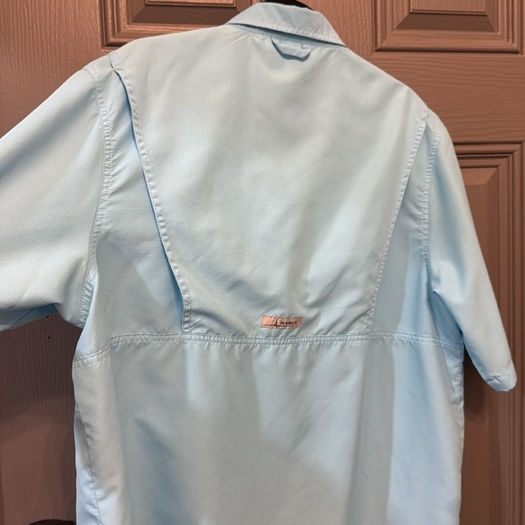 Habit Fishing Shirt Men Size Large Blue UPF Button Short Sleeve Vented Outdoor - Picture 5 of 6